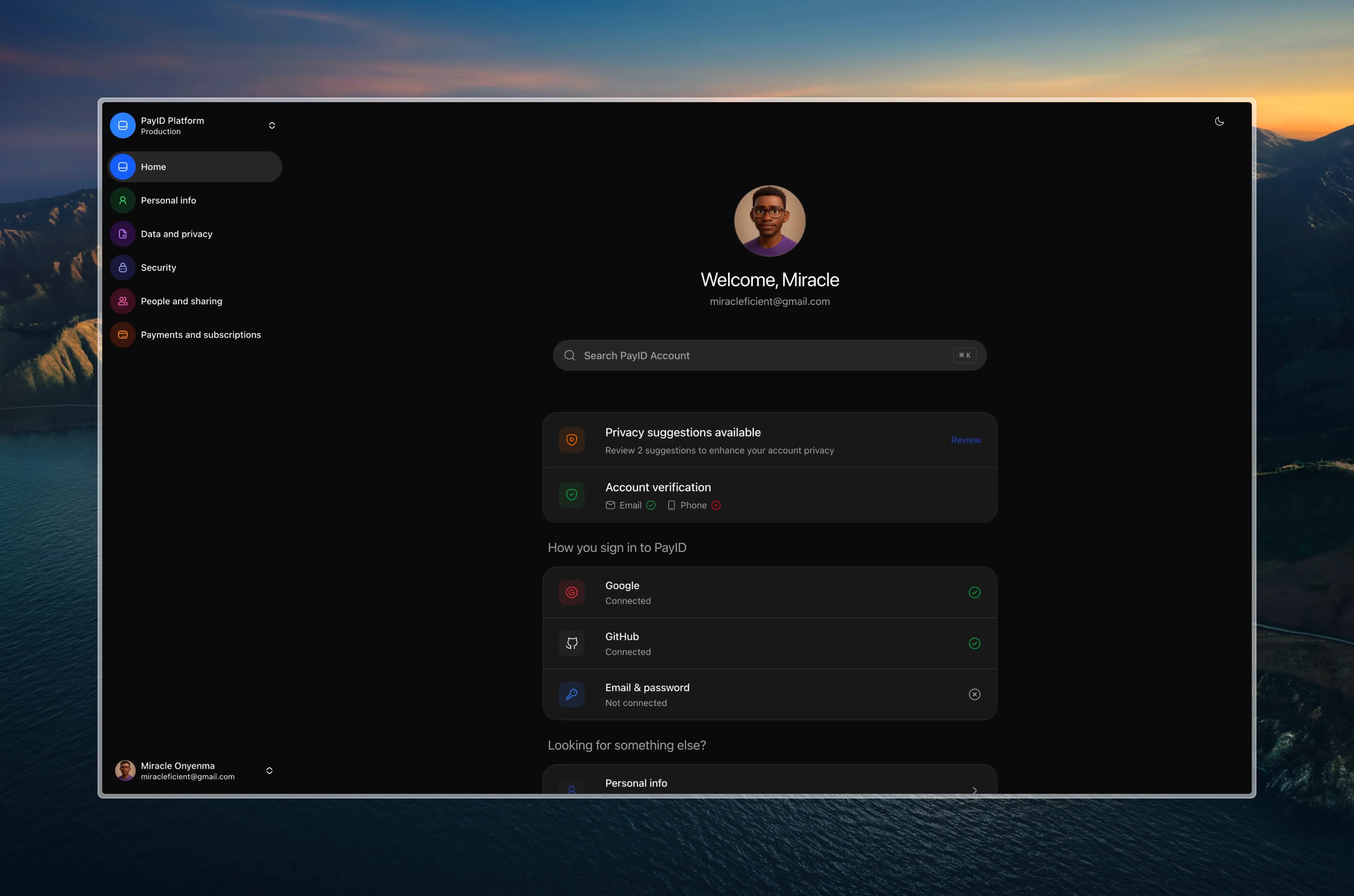 PayID Cloud Dashboard